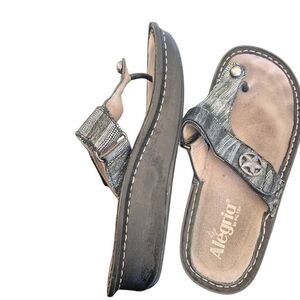 Alegria Women's Black Leather Carina Adjustable Sandals